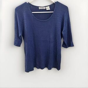 Barry Bricken Silk Shirt Women’s Size Small by Blue 3/4 Sleeve